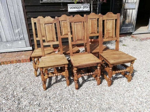 17th Century handmade oak side chair set