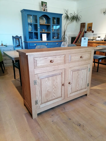 English Oak Panelled 2 Door 2 Drawer Sideboard