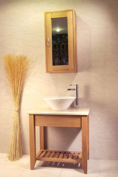An Aquarius - Small Washstand with Pot-board Shelf Oak Bathroom Cabinet Wash Stand