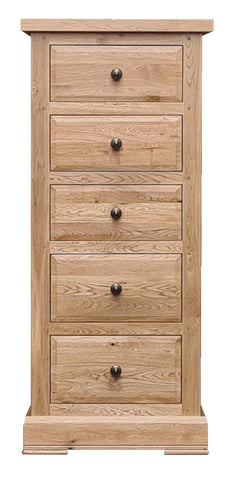 Solid Oak 5 drawer Wellington chest of drawers