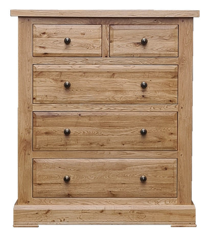 An Avignon - 2 Over 3 Chest Of Drawers. A Solid oak 2 over 3 chest of drawers