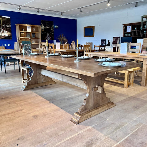 Handmade English Lyre End Table shown in character oak