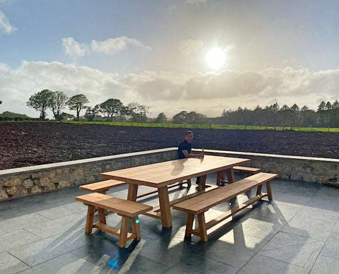 Handmade Oak Trestle Garden Table