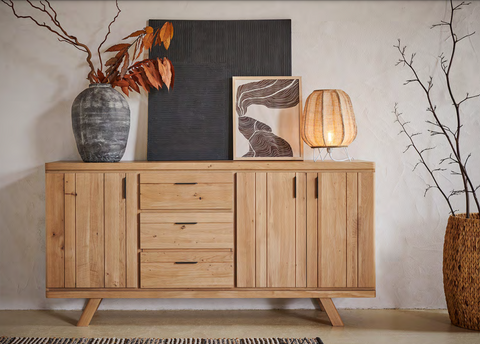 Contemporary French Oak 3 door 3 drawer sideboard