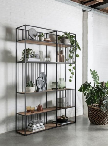 Steel & Teak Room Divider / Bookcase