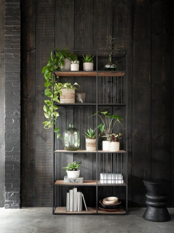 Steel Frame teak shelf bookcase room divider