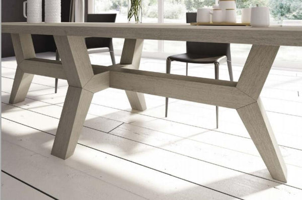 Contemporary angled oak dining table base