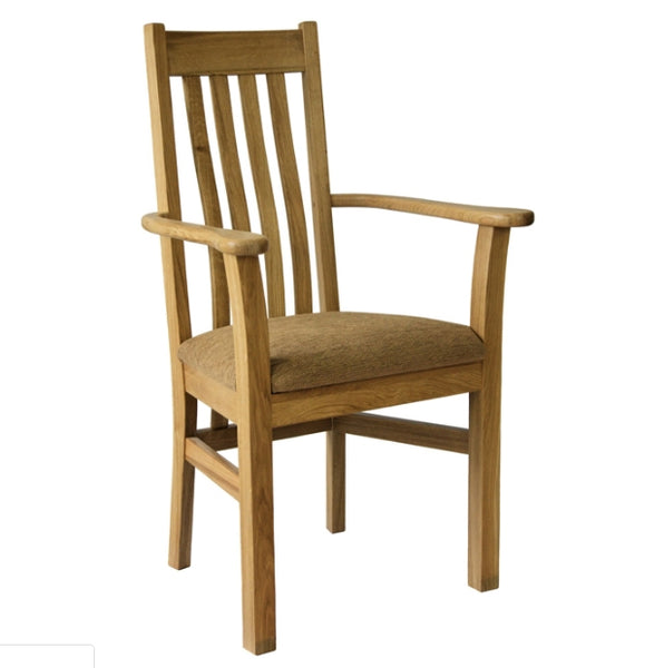 Oak Carver with upholstered seat pad
