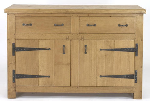 English Oak Boarded 2 Door 2 Drawer Sideboard