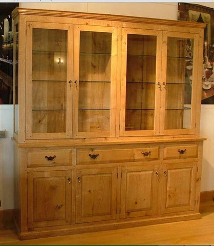 English Oak Glazed 4 Door Dresser