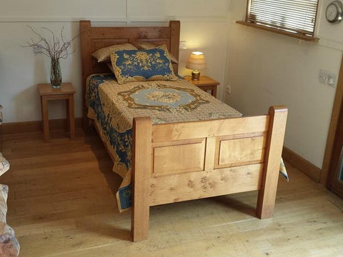 English oak panelled bed single