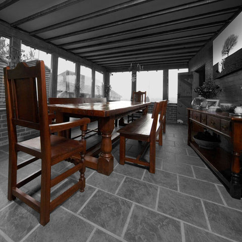 Extra Heavy oak refectory table with carvings