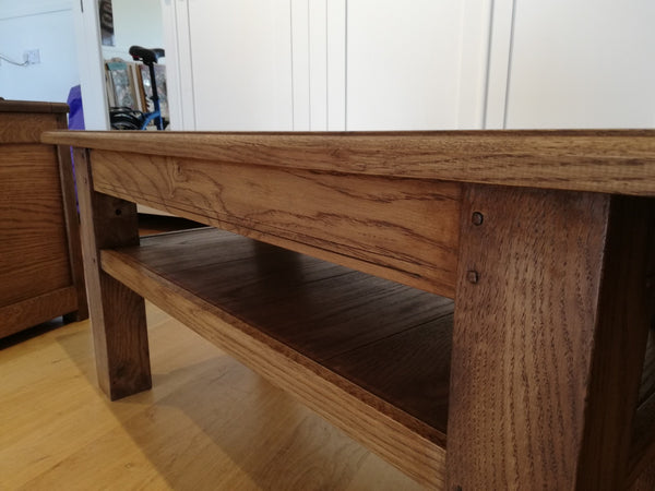 Sussex - English Oak Planked Coffee Table With Square Chamfered Legs