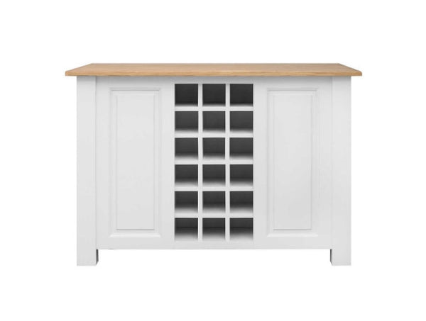 White Painted Kitchen Island With Oak Top