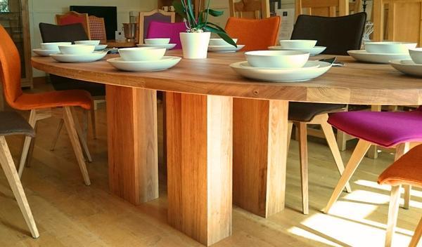 Twin column oak dining table base