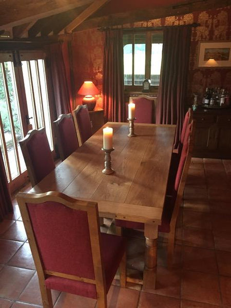 Refectory dining table with a set of oak Swailes side chairs