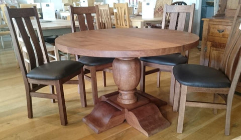 Round oak dining table