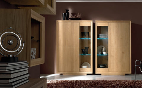 Glazed display cabinet oak