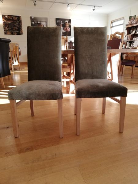 Tillingham fully upholstered oak side chairs front view