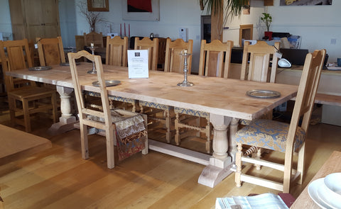 Handmade English Oak Twin Pillar Table