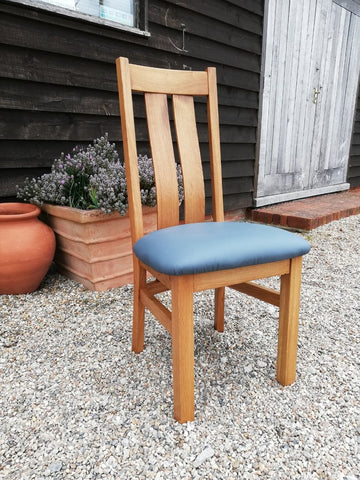 Westfield side chair blue leather seat