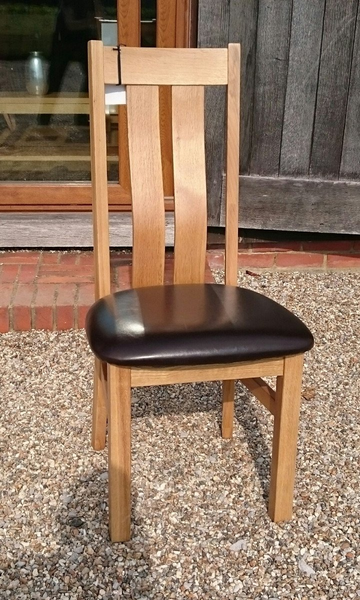 Oak Chair with upholstered seat in leather or fabric