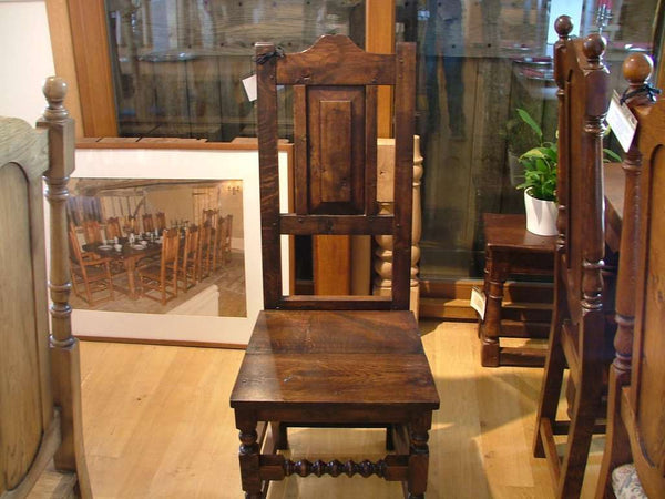 17th Century handmade oak side chair dark oak