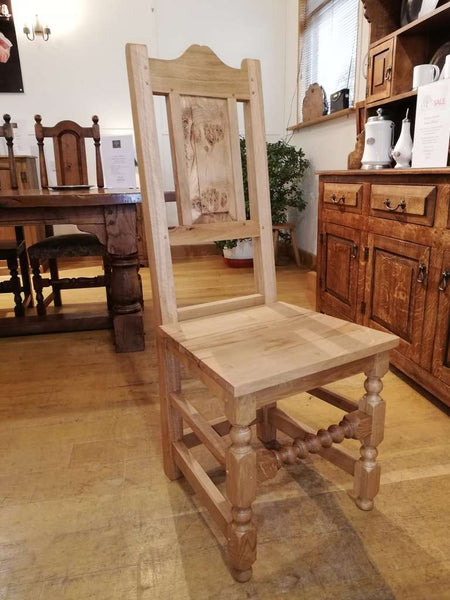 17th Century handmade oak side chair showroom