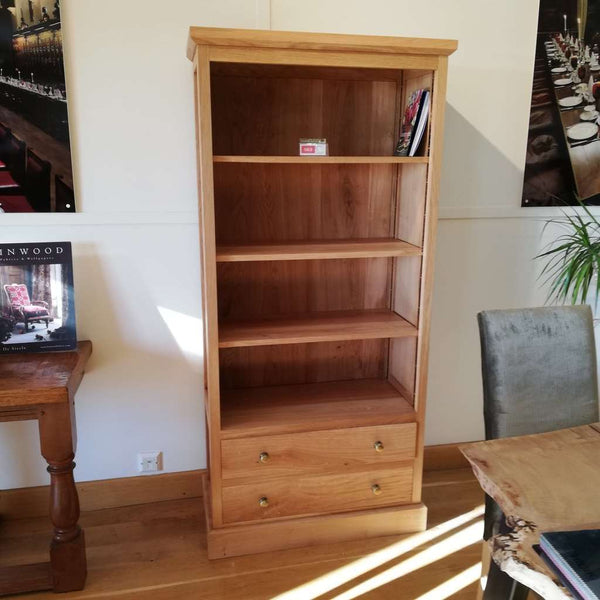 2 Drawer Solid Oak Bookcase