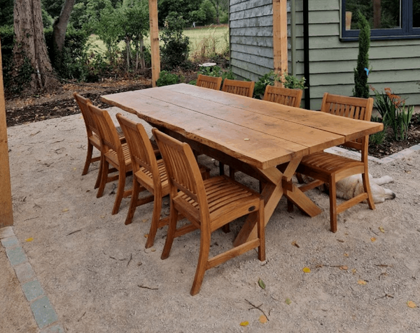 Outside Dining Furniture - Handmade Oak Cross Leg Garden Table