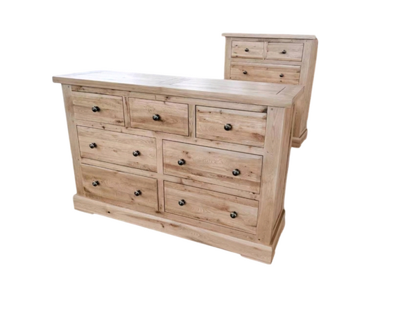 3 over 4 drawer chest in solid oak light oak finish