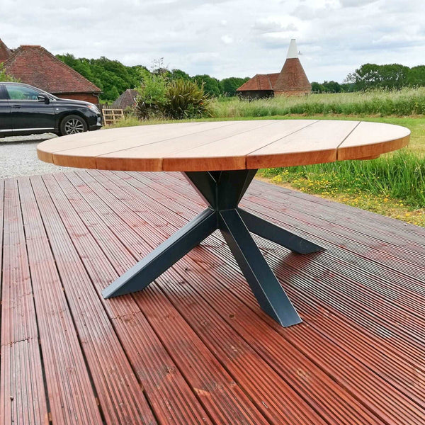 Outside Dining Furniture - Oak And Steel K Table