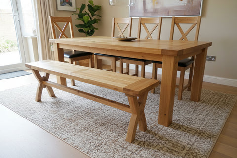 An Avignon Cross Leg Solid Oak bench