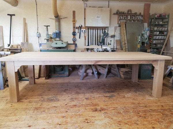 Large oak garden table handmade in our workshop