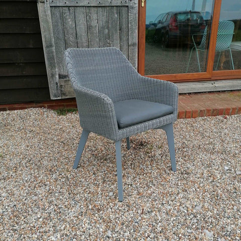 Rattan handwoven outdoor chair with Aluminium legs and waterproof seat pad