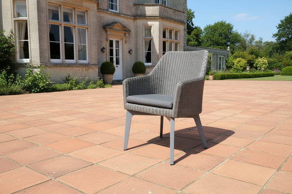 Outdoor Dining Furniture - Claverham Dining Chair on patio of grand country house