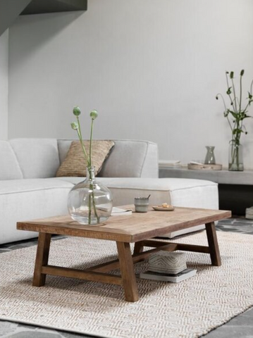 Reclaimed Teak Coffee Table with Tapered Legs