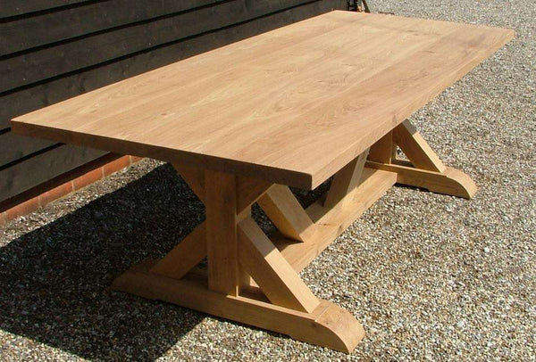 Cross braced oak dining table top