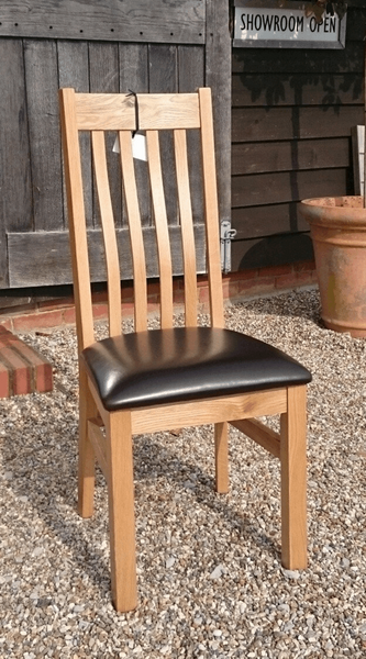 Crowhurst Oak Dining Chair brown faux leather seat