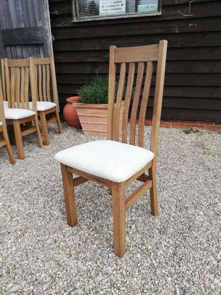 Crowhurst Oak Dining Chair cream leather seat