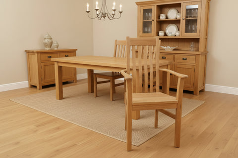 Solid Oak carver chair with wooden seat