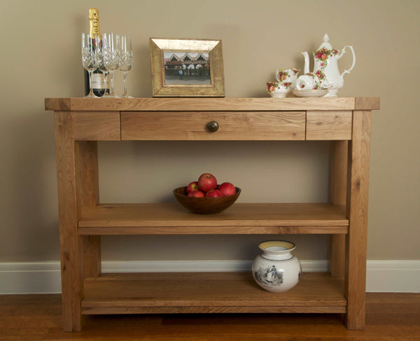 Solid oak 1 drawer Console Table