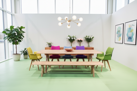 Delta solid oak benches with oak or steel legs