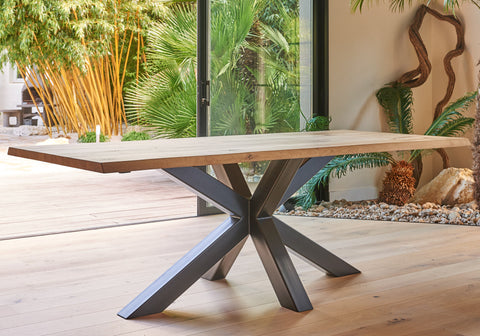 Dining Table with a steel base and oak top