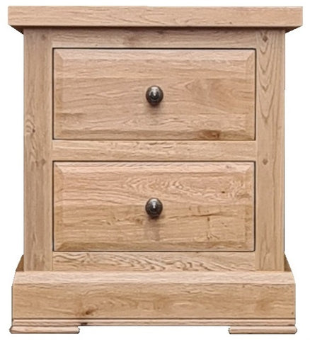 2 drawer solid oak bedside cabinet