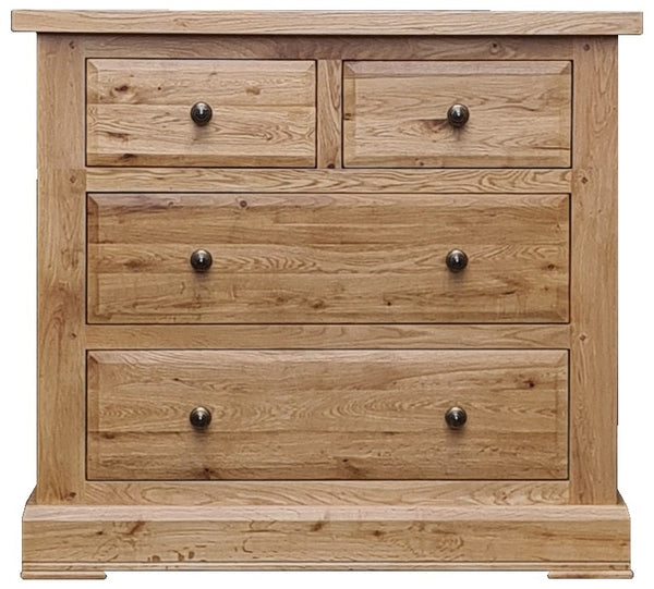 Solid oak 2 over 2 chest of drawers