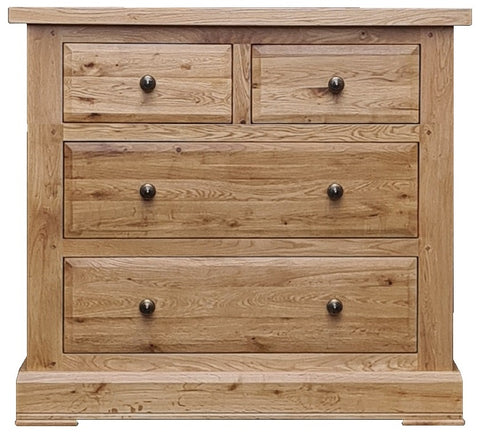 Solid oak 2 over 2 chest of drawers