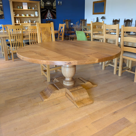 Solid oak handmade round 150 cm dining table