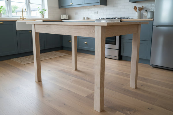 Sussex handmade Small Oak Table in a kitchen setting