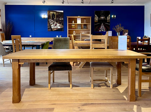 Handmade Oak Boarded Refectory Dining Table by Country Ways Oak Furniture Makers. L220cm x W100cm seats 8